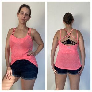 Victoria’s Secret PINK Burnout Tank Top Neon Oversized Small Athleisure